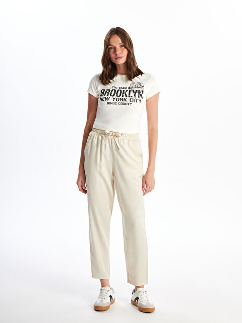 XSIDE بنطلون نسائي بقصة جزر وخصر مطاطي - S4G367Z8-SXJ