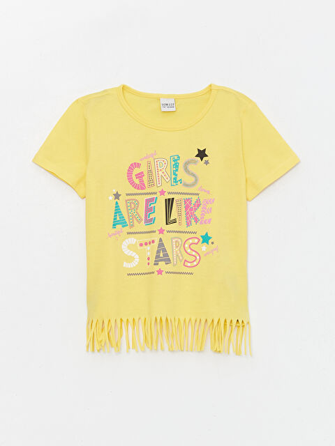 LCW ECO Bisiklet Yaka Baskılı Kısa Kollu Kız Çocuk Tişört - S4G456Z4-FYP