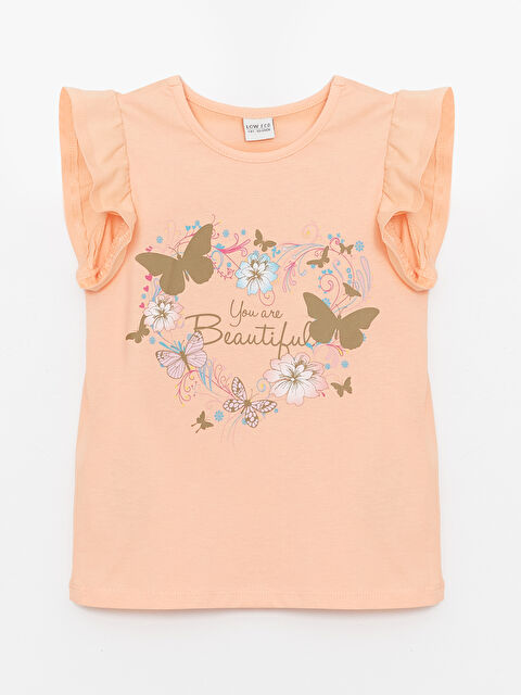 LCW ECO Crew Neck Printed Short Sleeve Girls' T-Shirt - S4G457Z4-G4T