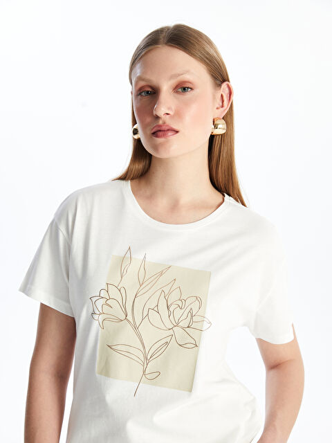 LCWAIKIKI Classic Crew Neck Printed Short Sleeve Women's T-Shirt - S4G544Z8-R9J