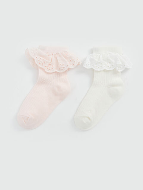 LCW baby Kendinden Desenli Kız Bebek Soket Çorap 2'li - S4G652Z1-JM1