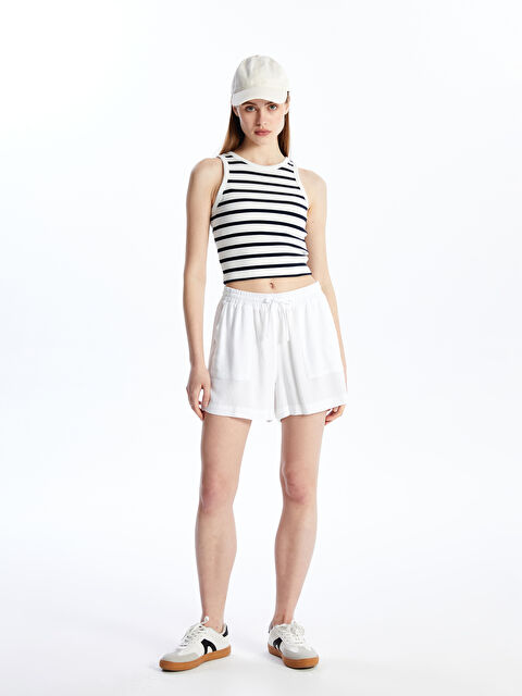 LCW Vision Standart Fit Düz Keten Karışımlı Kadın Şort