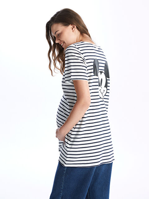 LCWAIKIKI Maternity Bisiklet Yaka Mickey Mouse Baskılı Kısa Kollu Hamile Tunik - S4G824Z8-LGS