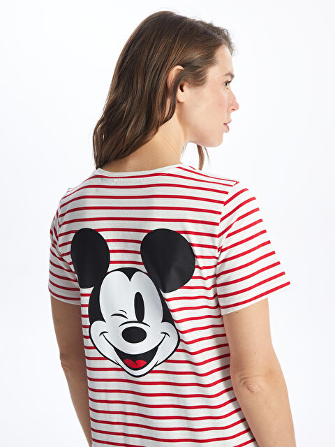 LCWAIKIKI Maternity Bisiklet Yaka Mickey Mouse Baskılı Kısa Kollu Hamile Tunik