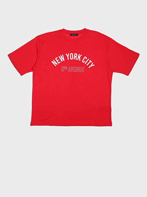 LCW Vision Crew Neck Printed Short Sleeve Oversize Women's T-Shirt - S4GA26Z8-HNS