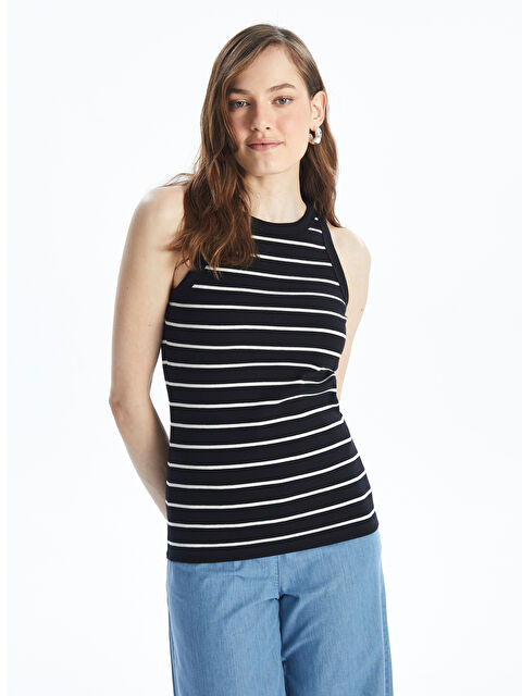 LCWAIKIKI Basic Bisiklet Yaka Çizgili Kadın Atlet - S4GB57Z8-LEG