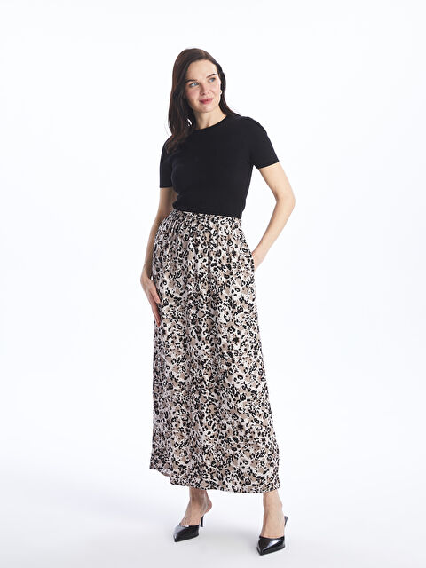 LCW Grace Beli Lastikli Desenli Kadın Etek - S4GB67Z8-LQY