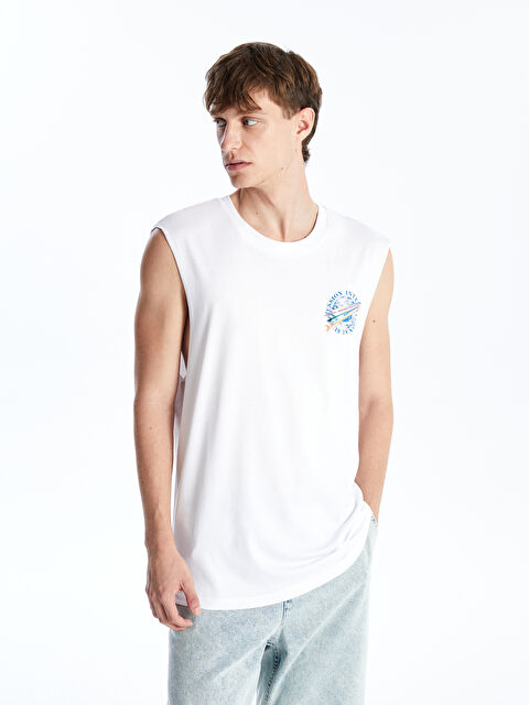 XSIDE Crew Neck Printed Jersey Men's Sleeveless T-Shirt - S4GB88Z8-Q6K