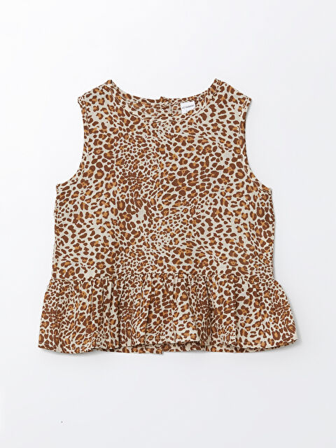 LCW Kids Bisiklet Yaka Kolsuz Leoparlı Kız Bebek Bluz - S4GD05Z1-LQY