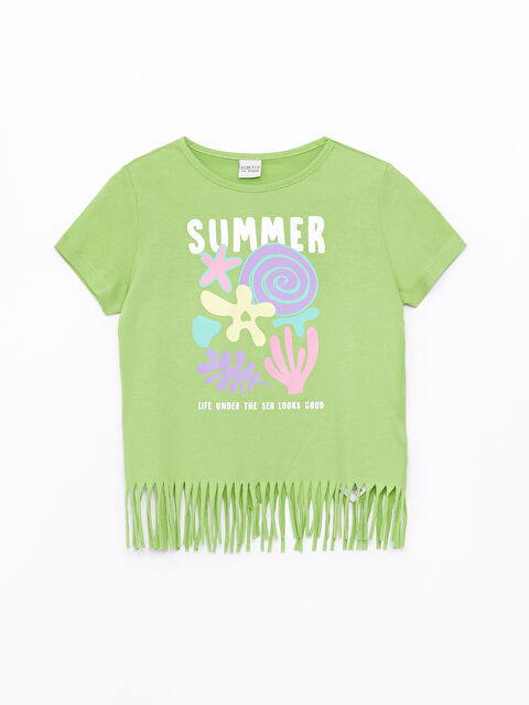 LCW ECO Bisiklet Yaka Baskılı Kısa Kollu Kız Çocuk Tişört - S4GD10Z4-TPP