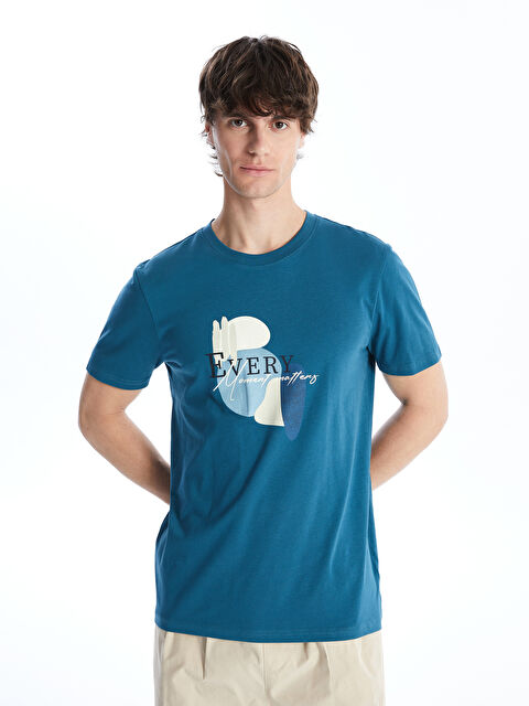 XSIDE Crew Neck Short Sleeve Printed Combed Cotton Men's T-shirt - S4GD20Z8-YA8