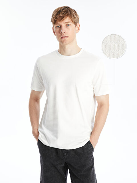 XSIDE T-shirt Texturé en Jersey à Manches Courtes pour Hommes avec Col Rond - S4GD31Z8-R9J