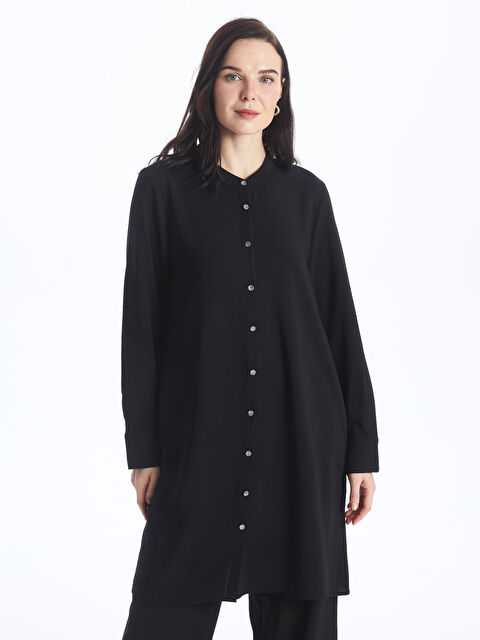 LCW Grace Bisiklet Yaka Düz Uzun Kollu Kadın Elbise