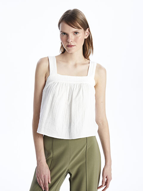 LCW Vision Kadın U Yaka Düz Crop Bluz - S4GD79Z8-R9J