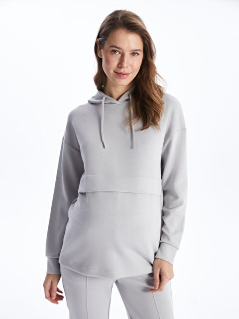 LCWAIKIKI Maternity Düz Uzun Kollu Hamile Hoodie - S4GD80Z8-S40