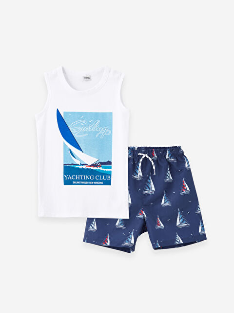 LCW Kids Boys' Crew Neck Tank Top and Swim Shorts - S4GD98Z4-LSJ