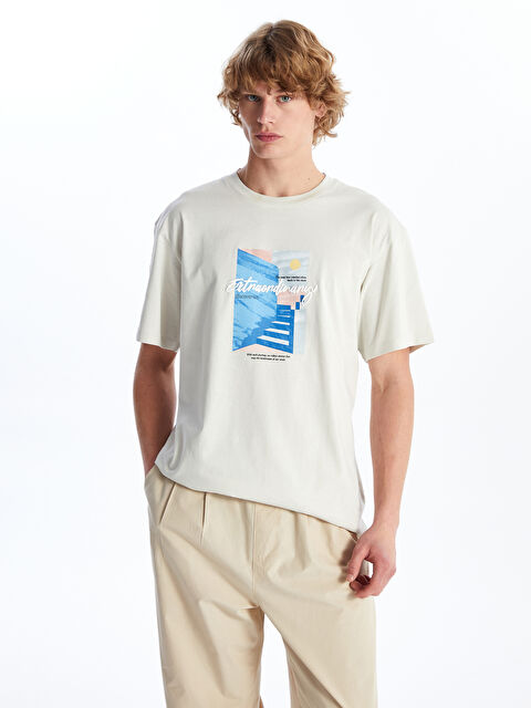 XSIDE Crew Neck Short Sleeve Printed Combed Cotton Men's T-shirt - S4GE57Z8-FZS