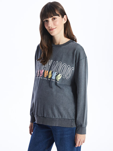 LCWAIKIKI Maternity Bisiklet Yaka Daisy Duck Baskılı Uzun Kollu Hamile Sweatshirt - S4GF96Z8-V3U
