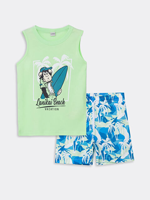 LCW Kids Boys' Crew Neck Tank Top and Swim Shorts - S4GI48Z4-FPU