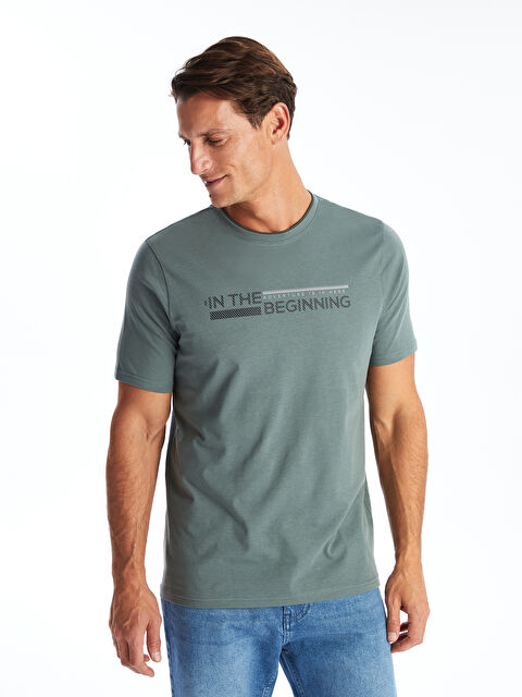 SOUTHBLUE Crew Neck Short Sleeve Printed Combed Cotton Men's T-shirt - S4GJ63Z8-H9D