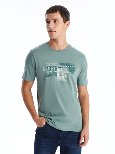 SOUTHBLUE Crew Neck Short Sleeve Printed Combed Cotton Men's T-shirt - S4GJ65Z8-P88