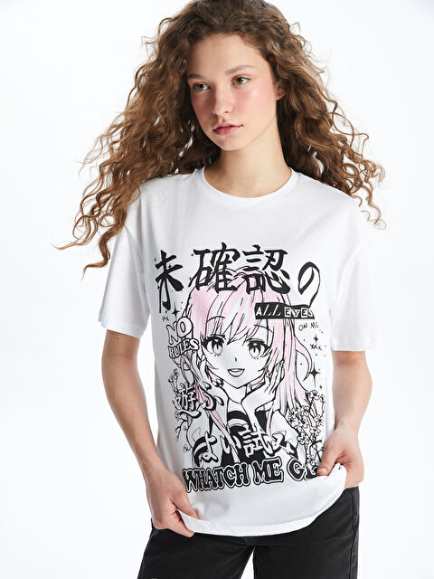 XSIDE تيشيرت نسائي بأكمام قصيرة وياقة دائرية مطبوع - S4GJ85Z8-Q6K