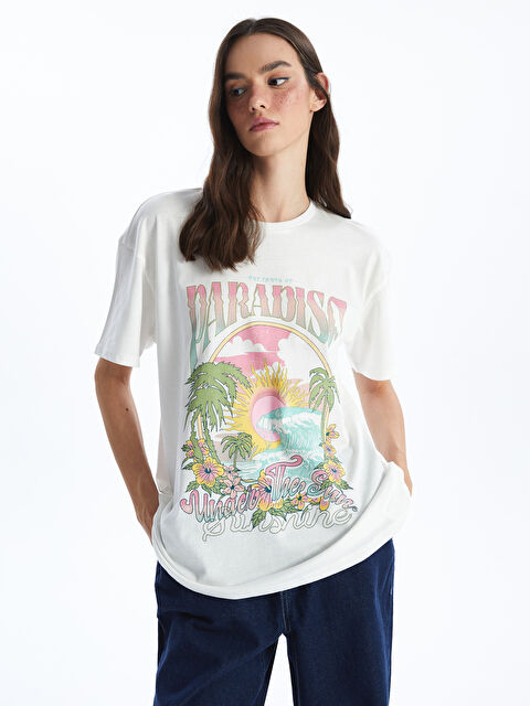 XSIDE T-shirt à manches courtes imprimé à col rond pour femmes - S4GJ94Z8-R9J