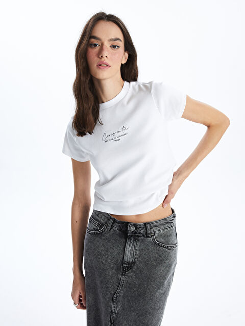 XSIDE Crew Neck Printed Short Sleeve Women's T-Shirt - S4GJ97Z8-Q6K