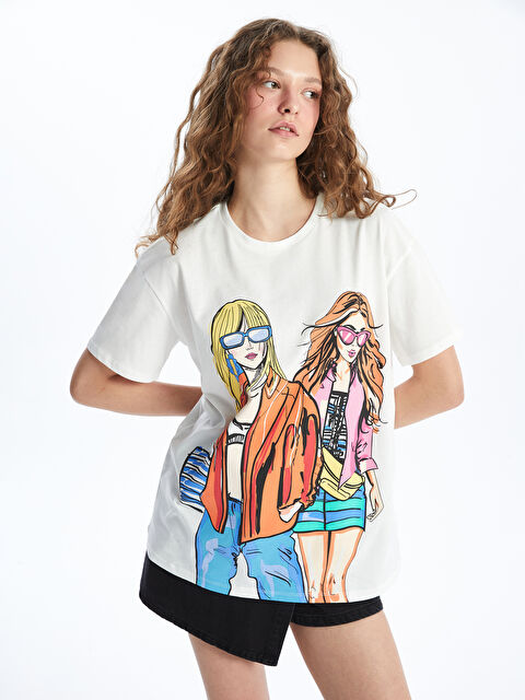 XSIDE T-shirt à manches courtes imprimé à col rond pour femmes - S4GK00Z8-R9J