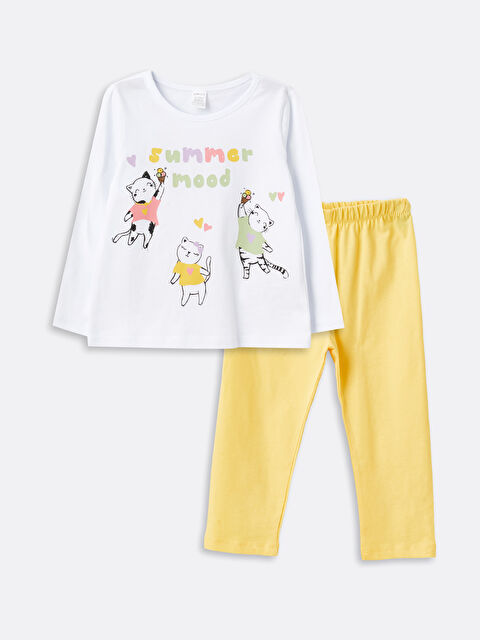LCW ECO Crew Neck Printed Baby Girls' Pyjama Set - S4GK09Z1-G5J