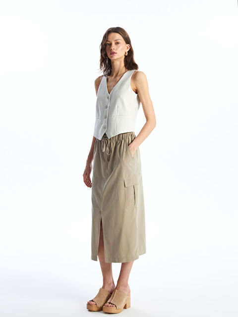 LCW Vision Beli Lastikli Düz A Kesim Kadın Etek - S4GL14Z8-KPL