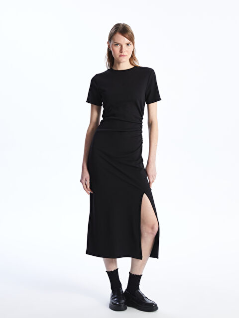 LCW Vision Bisiklet Yaka Düz Kısa Kollu Kadın Elbise - S4GL16Z8-CVL