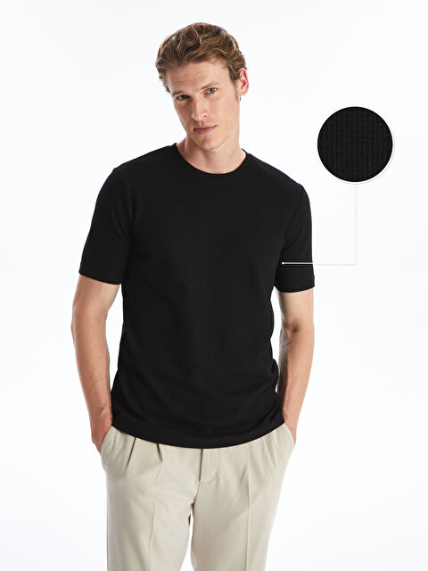 LCWAIKIKI Classic Bisiklet Yaka Kısa Kollu Erkek Dokulu Tişört - S4GL79Z8-CVL