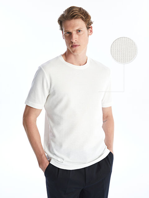 LCWAIKIKI Classic Majica za Muškarce sa Teksturom, Okrugli Izrez, Kratki Rukav