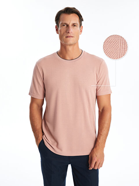 LCWAIKIKI Classic Bisiklet Yaka Kısa Kollu Erkek Dokulu Tişört - S4GL82Z8-VKU