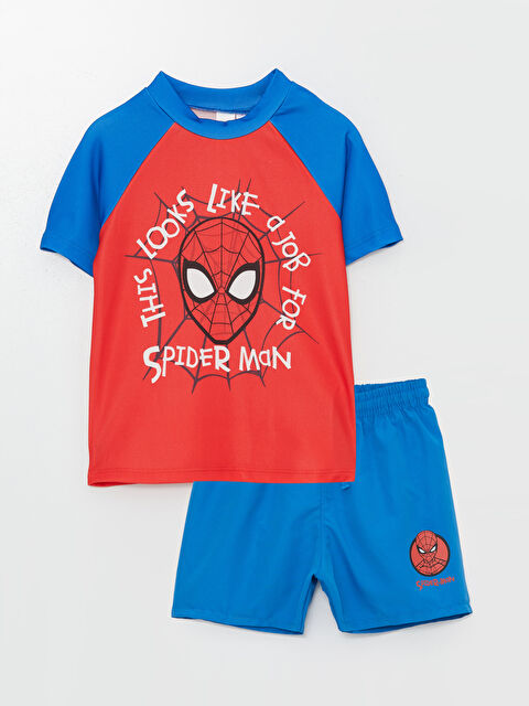 LCW Kids Bisiklet Yaka Spider-Man Baskılı Erkek Bebek Yüzme Takım - S4GM65Z1-GYE