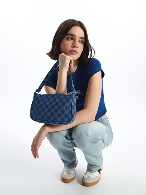 LCW ACCESSORIES Ekose Desenli Kadın Baget Çanta - S4GM92Z8-SMW