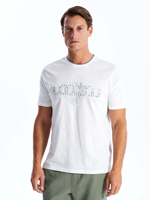 SOUTHBLUE Crew Neck Short Sleeve Printed Combed Cotton Men's T-shirt - S4GN08Z8-Q6K