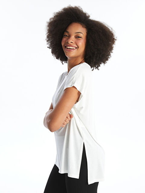 XSIDE Bisiklet Yaka Düz Kısa Kollu Oversize Kadın Tişört - S4GN99Z8-R9J