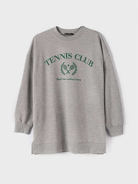 LCW Modest Crew Neck Printed Long Sleeve Women's Sweatshirt Tunic - S4GP17Z8-R2H