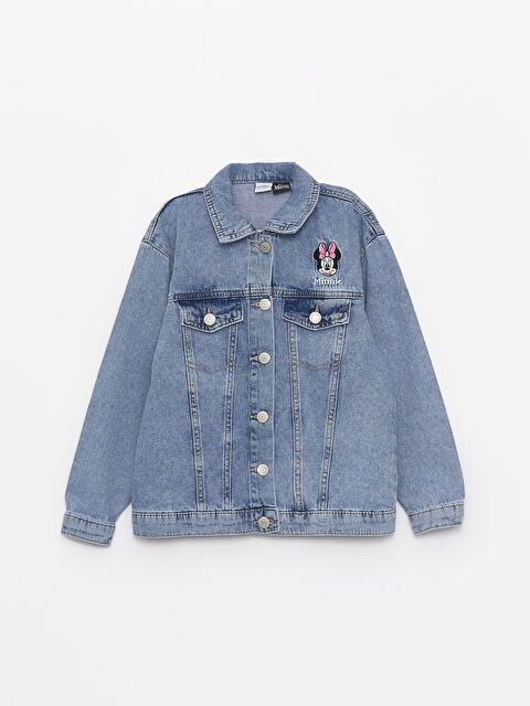 LCW Kids Gömlek Yaka Minnie Mouse Baskılı Kız Çocuk Jean Ceket - S4GP40Z4-502