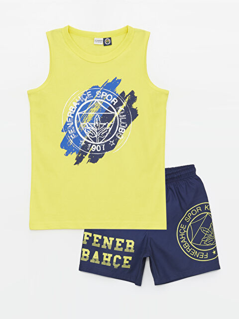 LCW Kids Bisiklet Yaka Fenerbahçe Baskılı Erkek Çocuk Atlet ve Deniz Şortu - S4GP50Z4-J5P