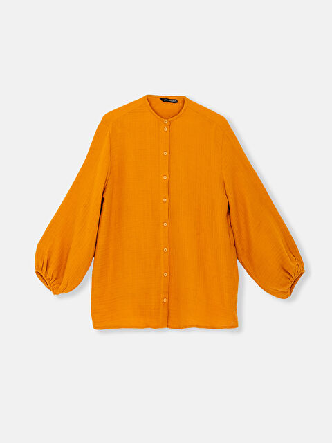 LCW Modest Grandad Collar Plain Poplin Women's Shirt Tunic - S4GP98Z8-F8C