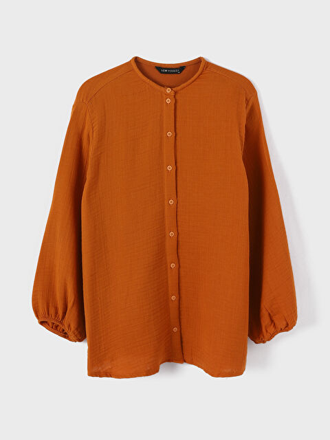 LCW Modest Grandad Collar Plain Poplin Women's Shirt Tunic - S4GP98Z8-VDA