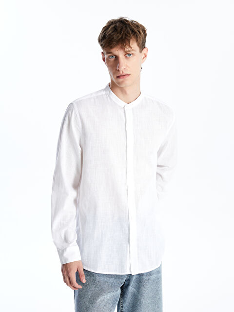 XSIDE Regular Fit Long Sleeve Poplin Men's Shirt - S4GQ04Z8-Q6K