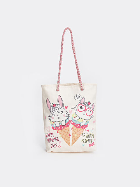 LCW ACCESSORIES Tavşan Baskılı Kız Çocuk Plaj Çantası