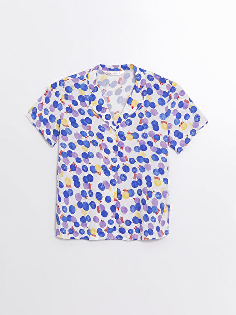 LCW DREAM Gömlek Yaka Desenli Kadın Pijama Üstü
