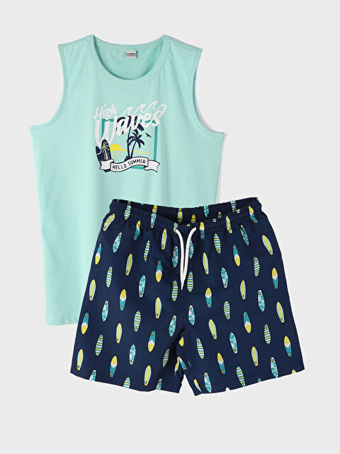 LCW Kids للأولاد تيشيرت بدون أكمام بياقة دائرية وشورت سباحة - S4GT83Z4-FZB