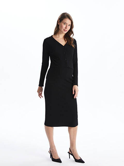 LCWAIKIKI Maternity Bisiklet Yaka Elbise ve Hırka - S4GT97Z8-CVL