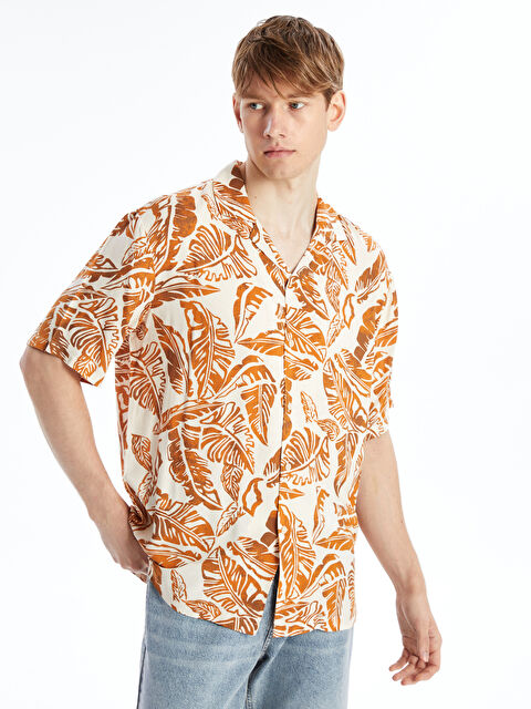 XSIDE Regular Fit Short Sleeve Patterned Viscose Men's Shirt - S4GU21Z8-LSR